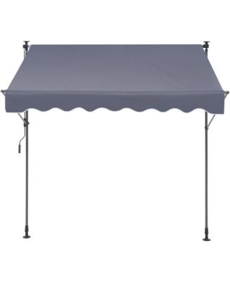 118 in Manual Retractable Patio Awning Sunshade Shelter with 39 in Drop Down Curtain