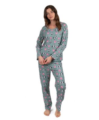 Women's Matching Family Two-Piece Cotton Long Sleeve Loose Fit Pajamas