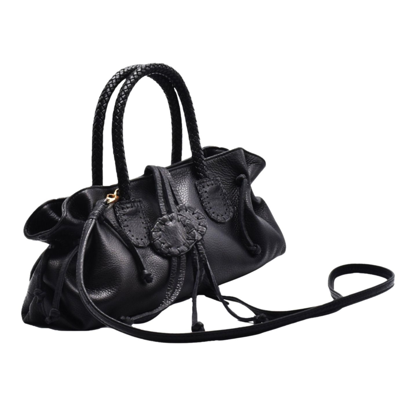 Женская сумка Carlos Falchi Mini Satchel Leather, цвет: Чёрный — фото 2