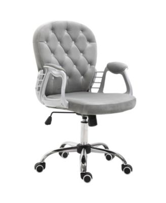 Home Office Chair Velvet Computer Chair Button Tufted with Swivel Wheels