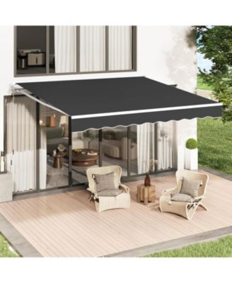 10'x8' Manual Retractable Awning Sun Shade, Patio Awning Canopy
