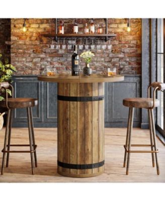 Round Bar Table, 39.4-Inch Bar Height, Bistro Pub Table for Kitchen, Living Room, Small Space