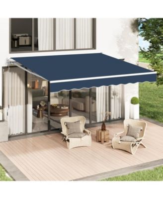 13'x10' Manual Retractable Awning Sun Shade, Patio Awning Canopy