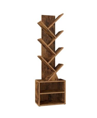 Modern Tree Bookcase with Cabinet Storage Organizer Shelf