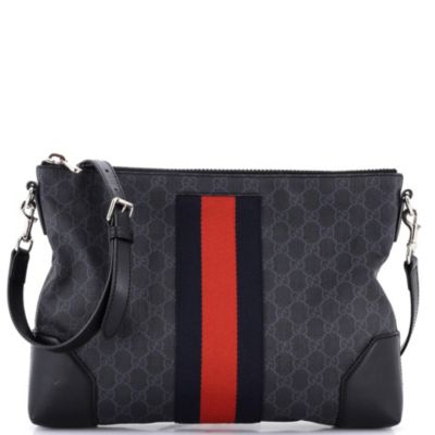 Medium Web Zip Flat Messenger GG Coated Canvas