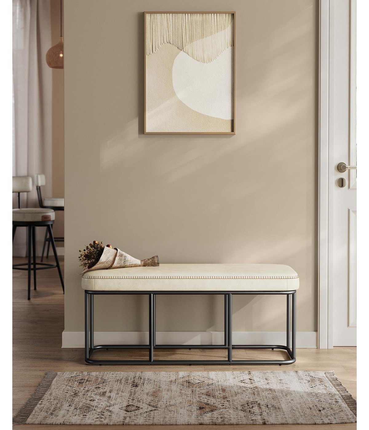 Slickblue Industrial Entryway Bench with Steel Frame Storage Shelf