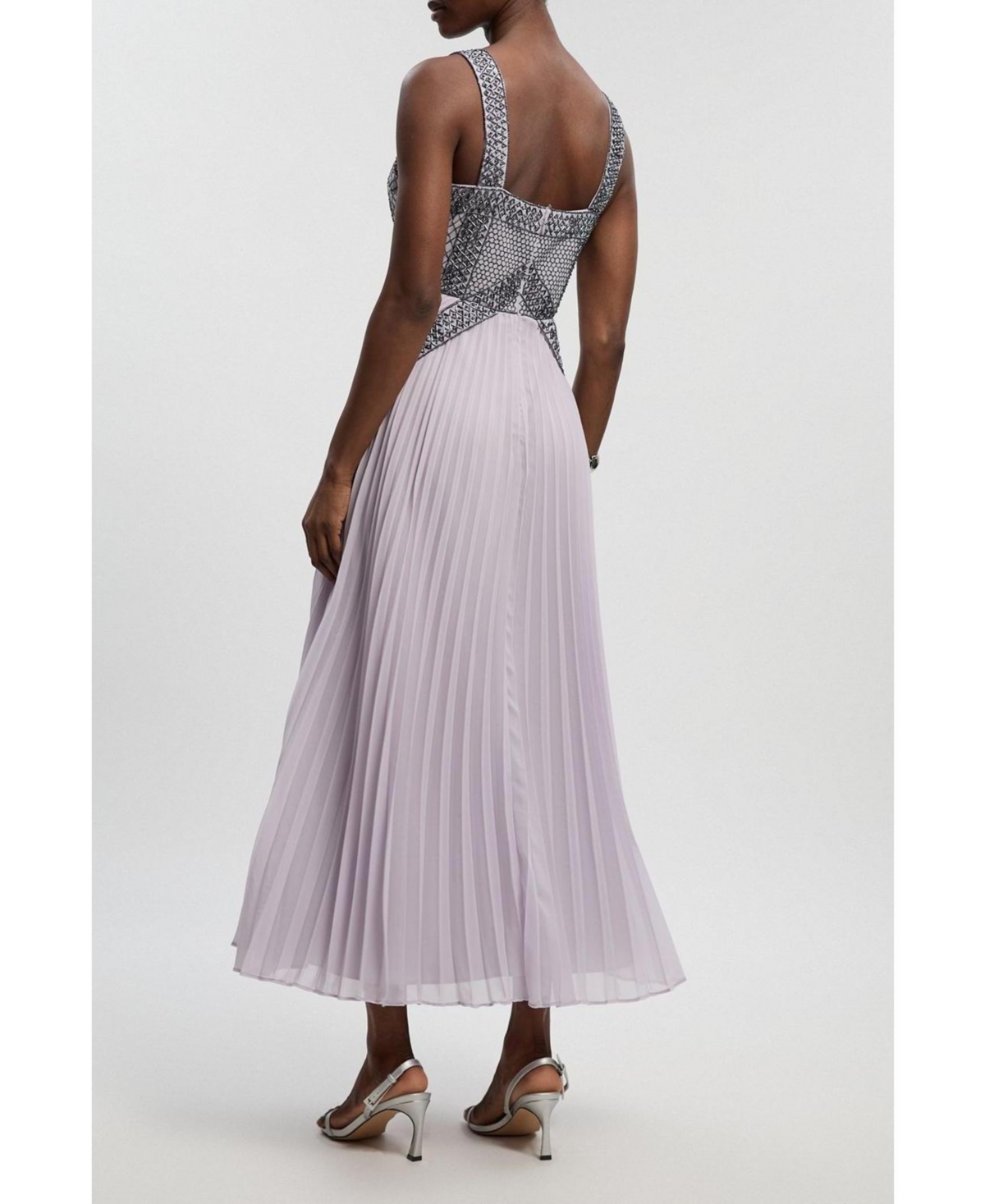 Karen Millen Women's Embellished Pleated Woven Midi Dress