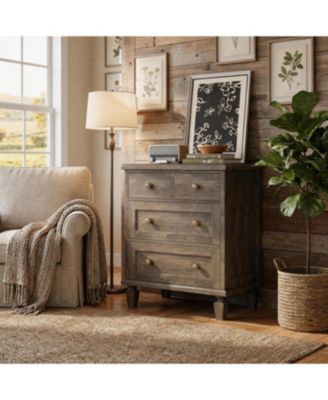 4 Drawer Dresser for Bedroom, Vintage Dresser with Carved Handles and Tapered Legs Design, Wood Chests of Drawers with Large Capacity Storage