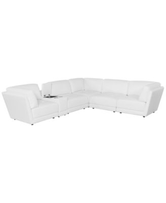 Versa 6-Piece L-Shape Leather Sectional Sofa with Console