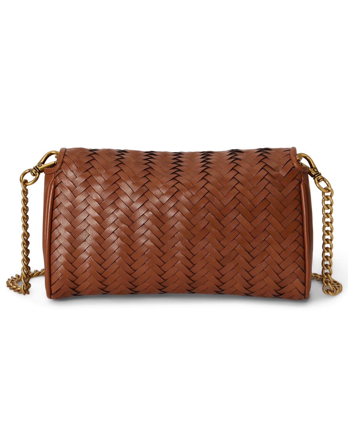 Женская сумка Lauren Ralph Lauren Turn-Lock Woven Leather Wristlet, цвет: Рыжевато-коричневый — фото 3