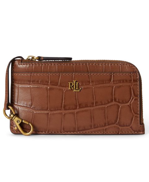 Lauren Ralph Lauren Embossed Leather L-Zip Card Case Wallet