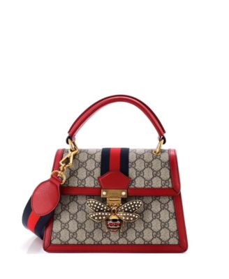 Small Queen Margaret Top Handle Bag GG Coated Canvas with Leather