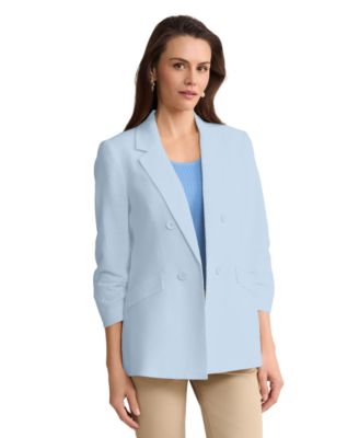Petite Linen Blend Faux Double Breasted Blazer