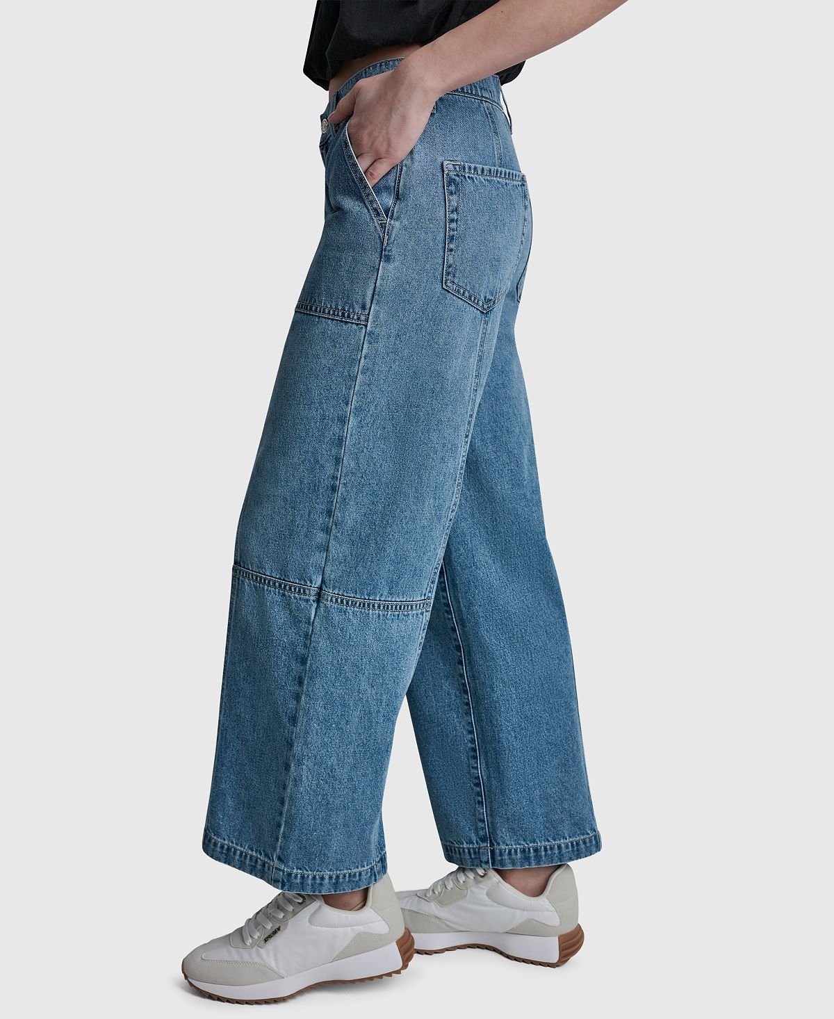 DKNY Jeans Women's High-Rise Ankle Wide-Leg Utility Cotton Jeans view 4 — MAYCSS fashion products