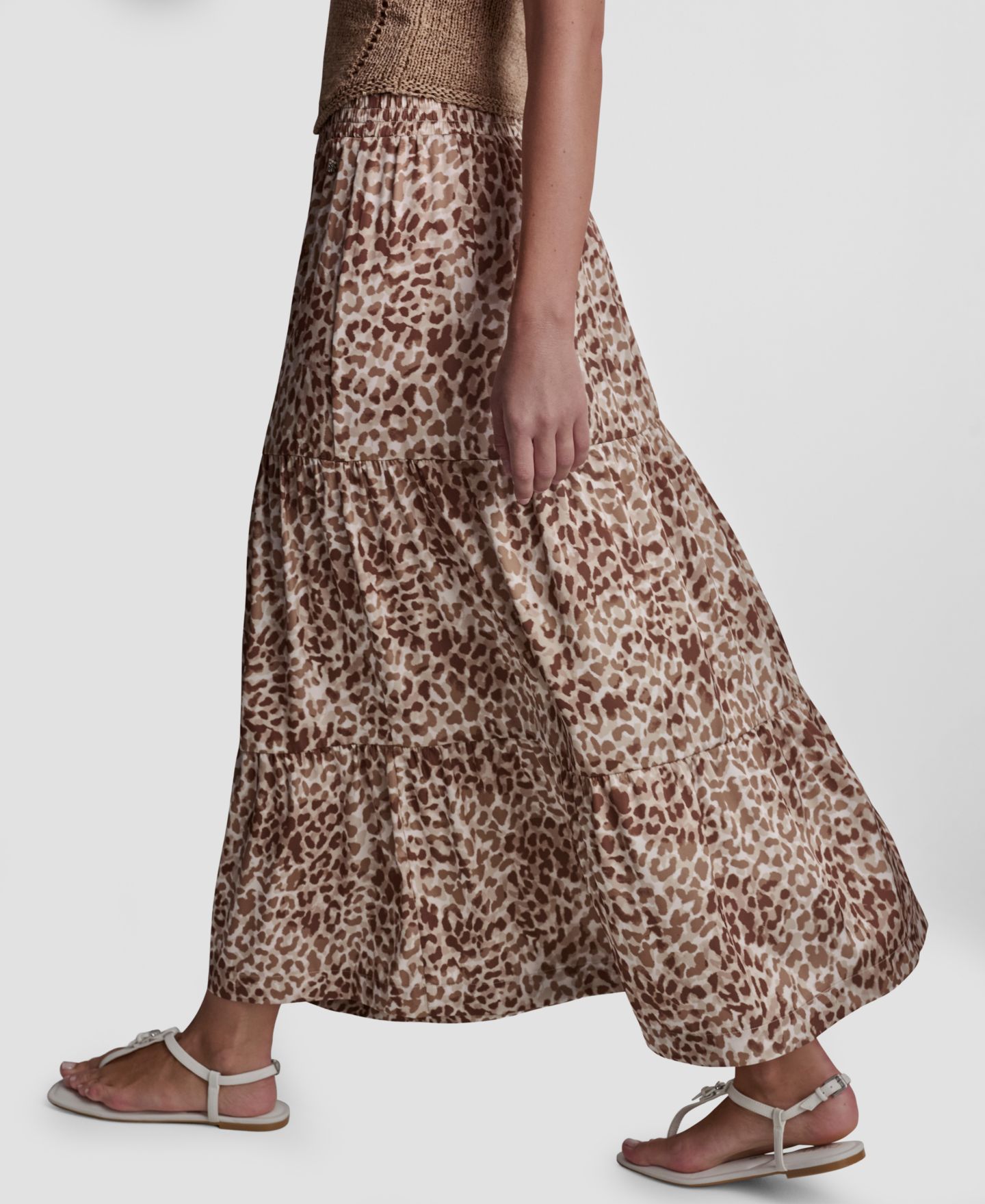 Женская юбка DKNY Jeans Printed Elastic Waistband Tiered Satin, цвет: Disguis Woodsmoke — фото 5