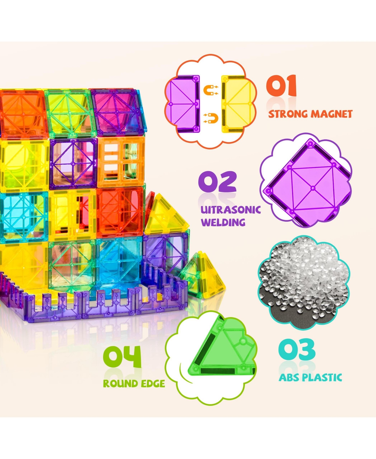 Gnuadz 60PCS Magnetic Building Blocks Set Educational Toys