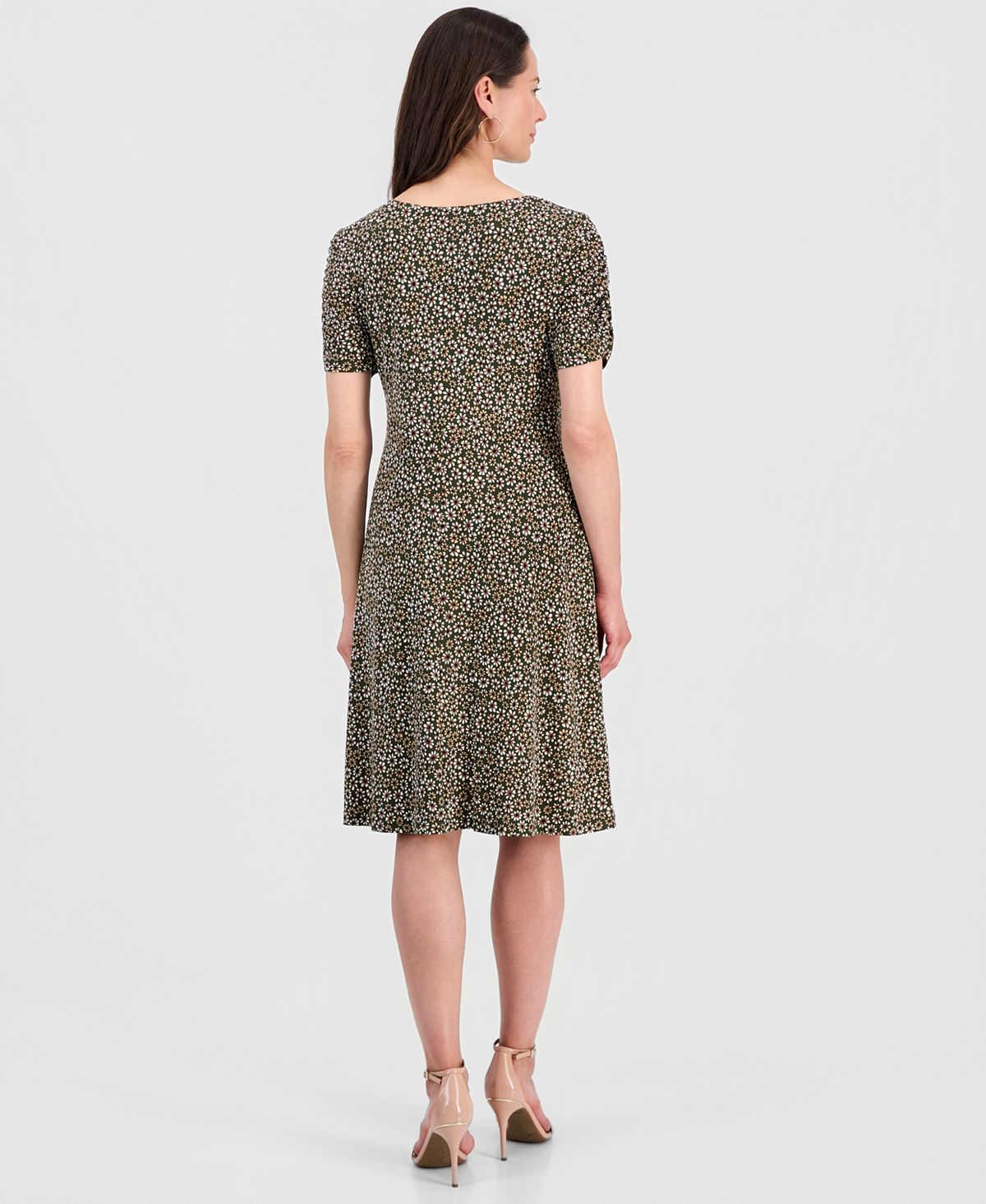 Connected Women's Printed Short-Sleeve A-Line Dress view 5 — MAYCSS fashion products