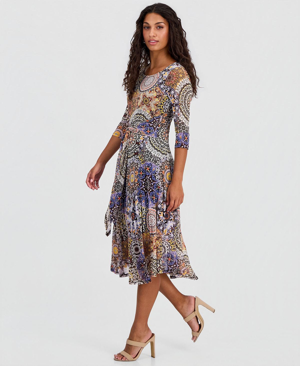 Robbie Bee Petite Tie-Front 3/4-Sleeve Midi Dress view 2 — MAYCSS fashion products