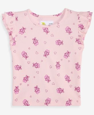 Toddler Girls' 12M-5T Ballet-Print Double-Flutter T-Shirt