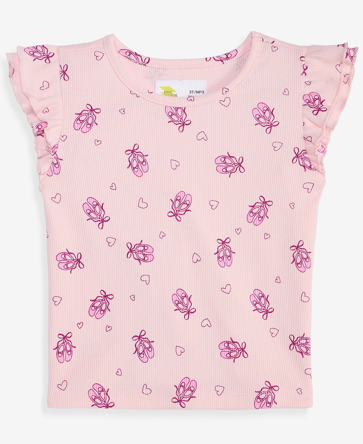 Epic Threads Toddler Girls' 12M-5T Ballet-Print Double-Flutter T-Shirt, Macy's Exclusive