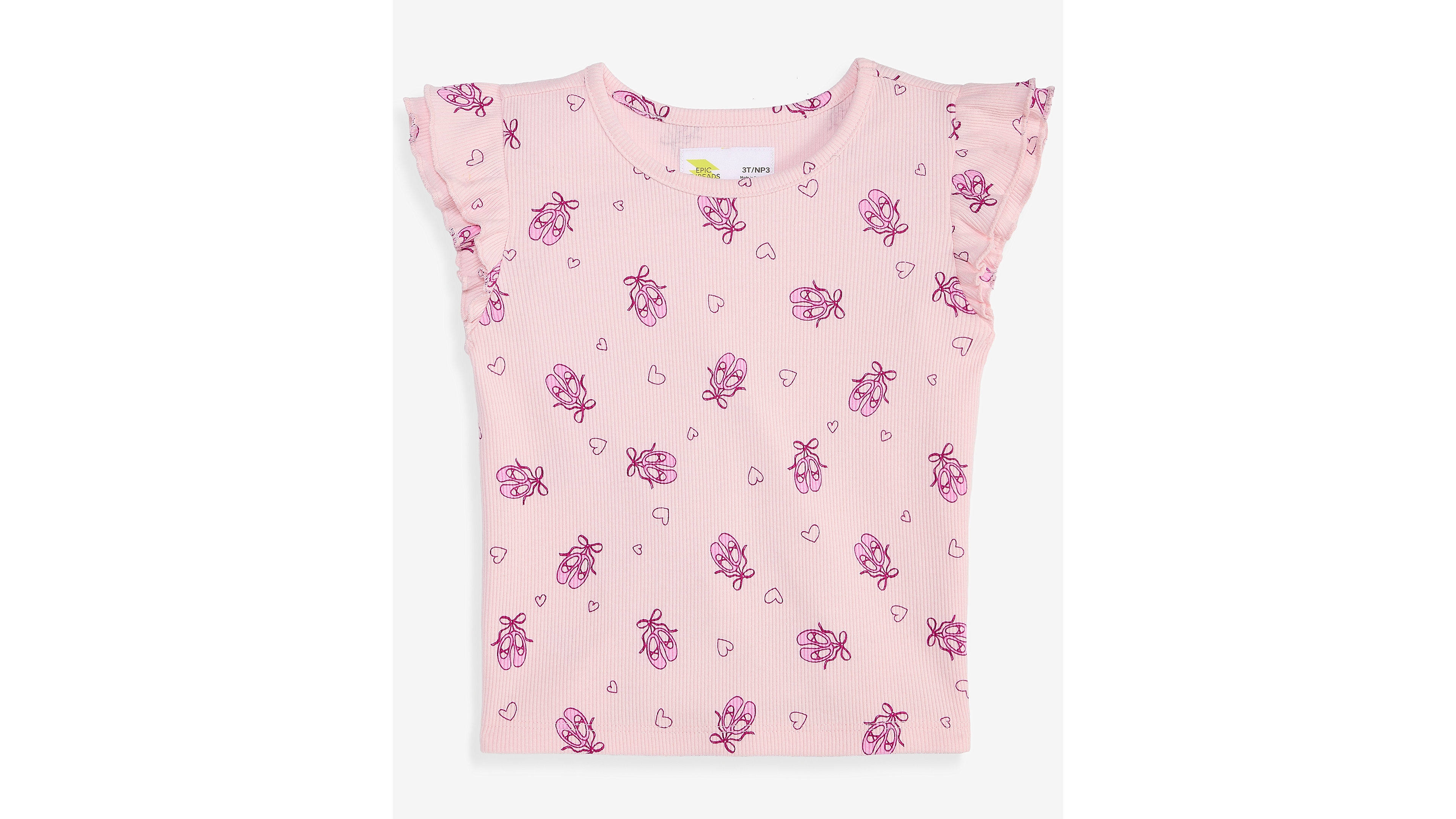 Epic Threads Toddler Girls' 12M-5T Ballet-Print Double-Flutter T-Shirt, Macy's Exclusive