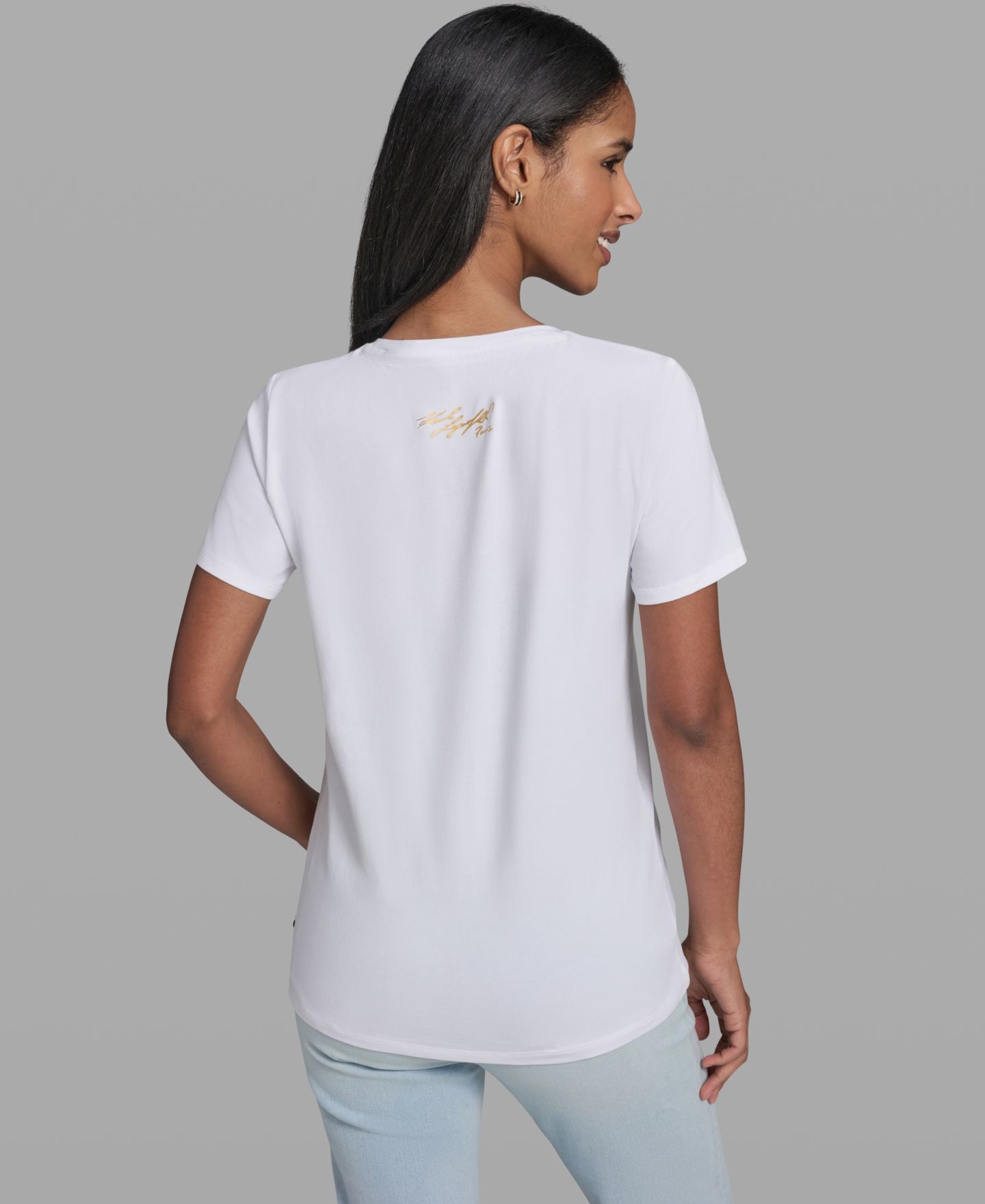 Женская футболка KARL LAGERFELD PARIS Eiffel Tower Logo Short-Sleeve T-Shirt, цвет: Белый — фото 5