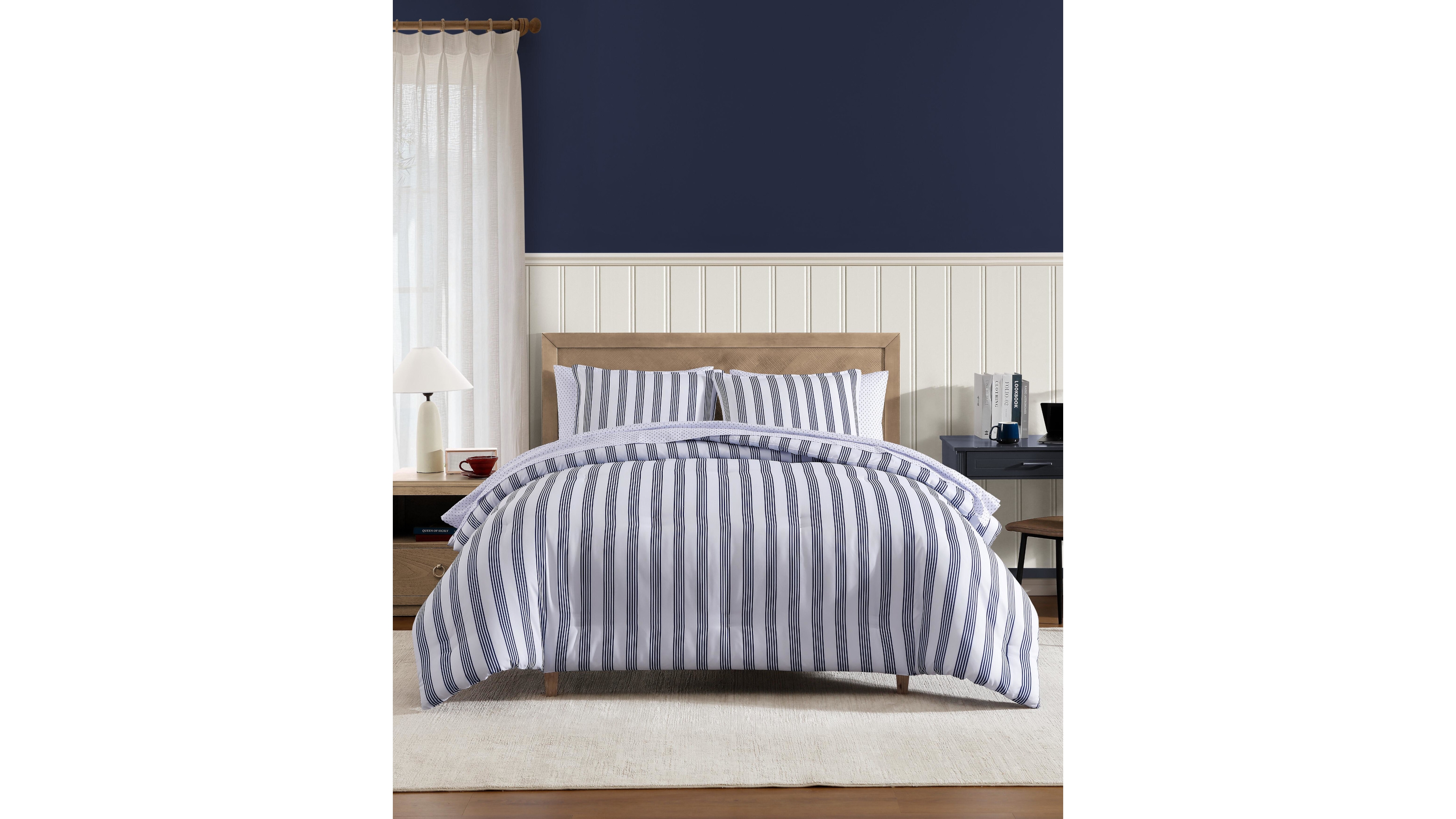 Tommy Hilfiger Campus Stripe Washed Microfiber 7-Pc. Comforter Set, King