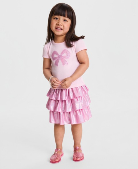 Epic Threads Toddler Girls' 12M-5T T-Shirt and Sparkle Tiered Skort, 2-Piece Set