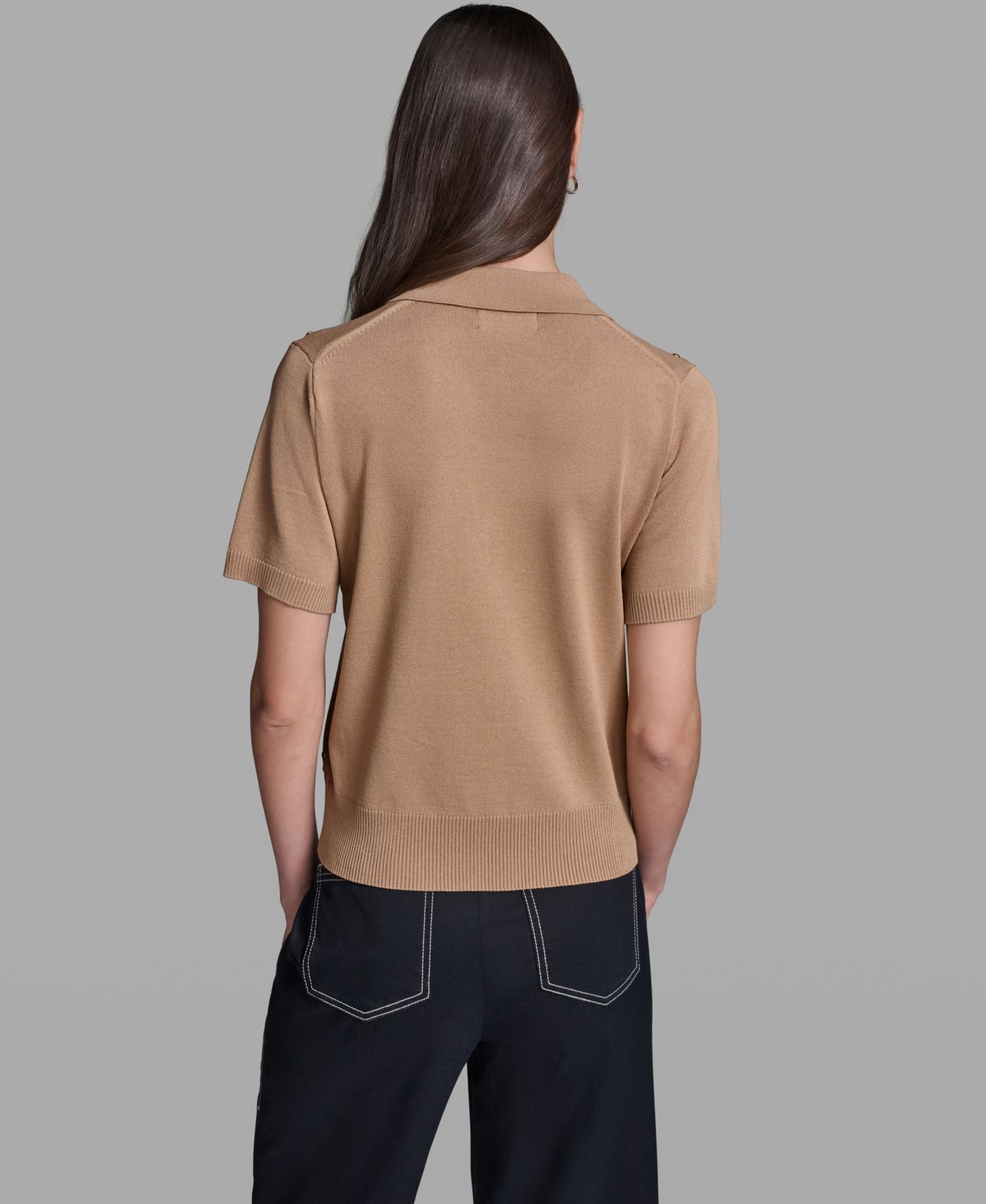 Женский свитер KARL LAGERFELD PARIS Petite Short-Sleeve Sweater, цвет: Cartouche — фото 4