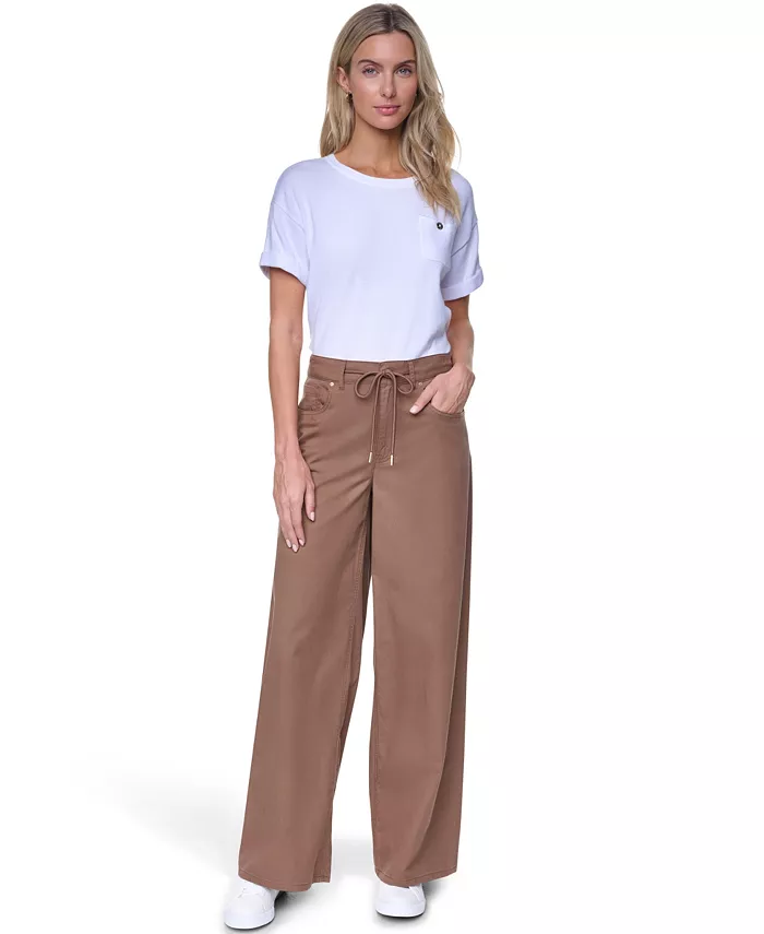 Women's Cotton-Blend Drawstring Relaxed-Fit Pants - thumbnail 9
