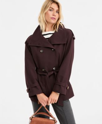 Women's Funnel-Neck Belted Trench Coat