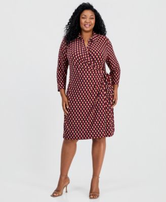 Plus Size Printed Faux-Wrap Dress