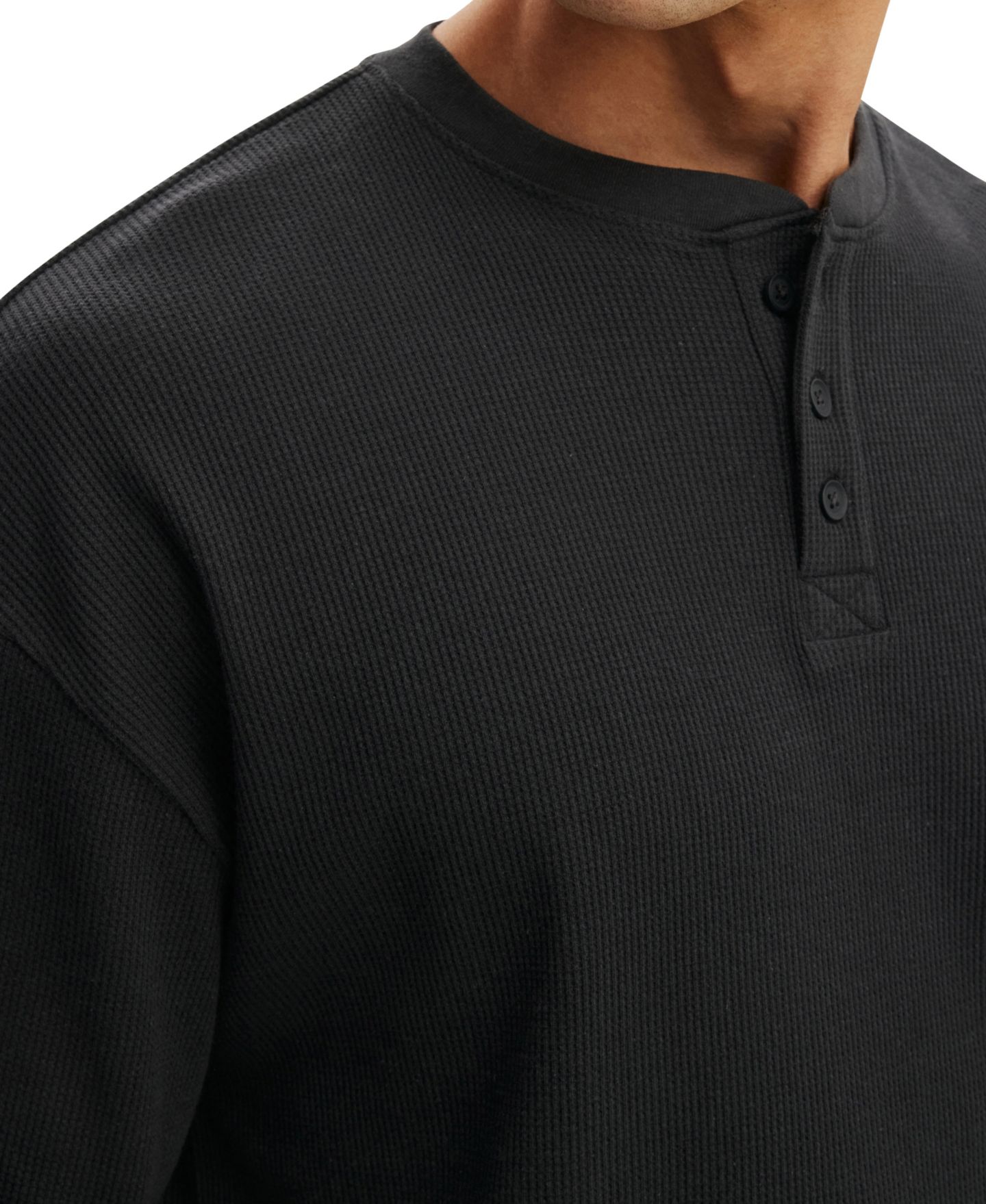 Мужская футболка Cotton On Modern-Fit Textured Henley, цвет: Потёртый чёрный — фото 3