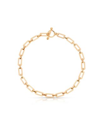 Golden Flat Rectangle Chain Necklace