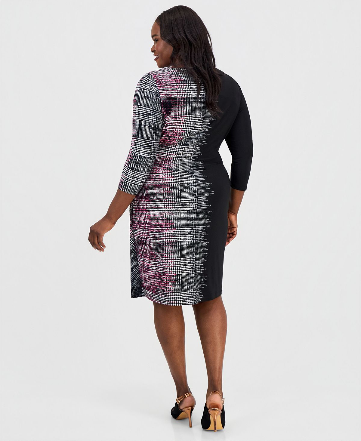 Kasper Women's Boat-Neck Side-Pleat 3/4-Sleeve Dress view 5 — MAYCSS fashion products