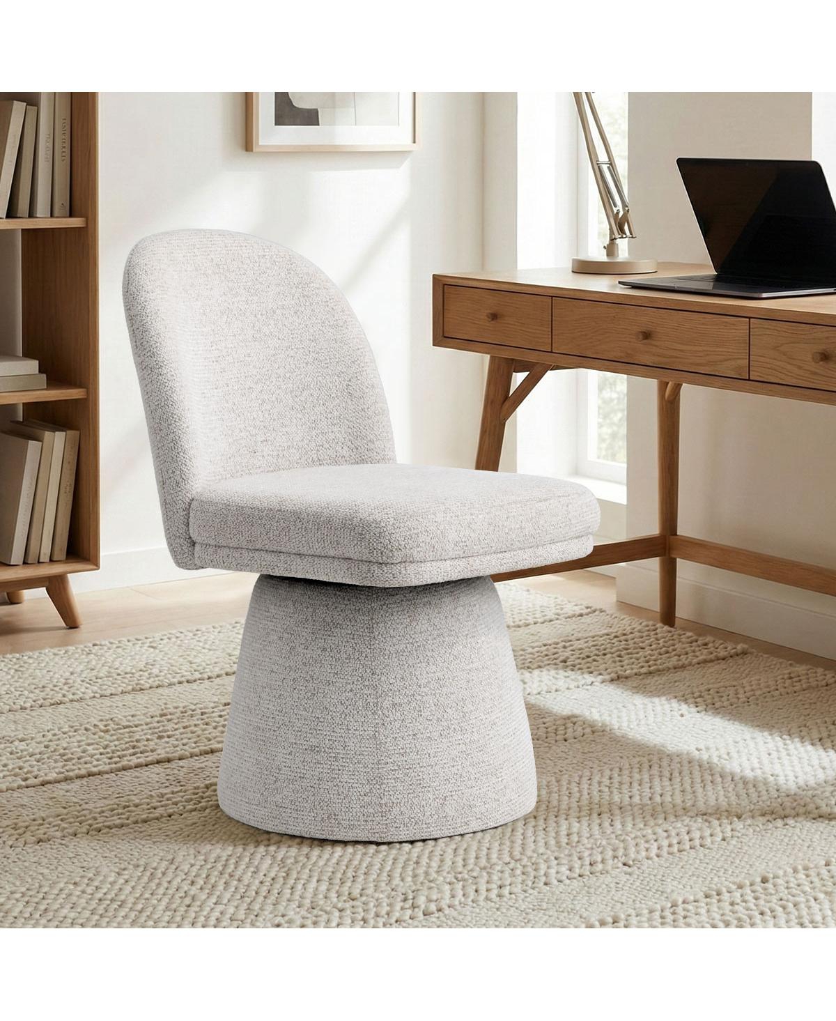 Maison Boucle Swivel Home Office Chair, Upholstered Fabric Desk Chair, Armless, 1 Pc