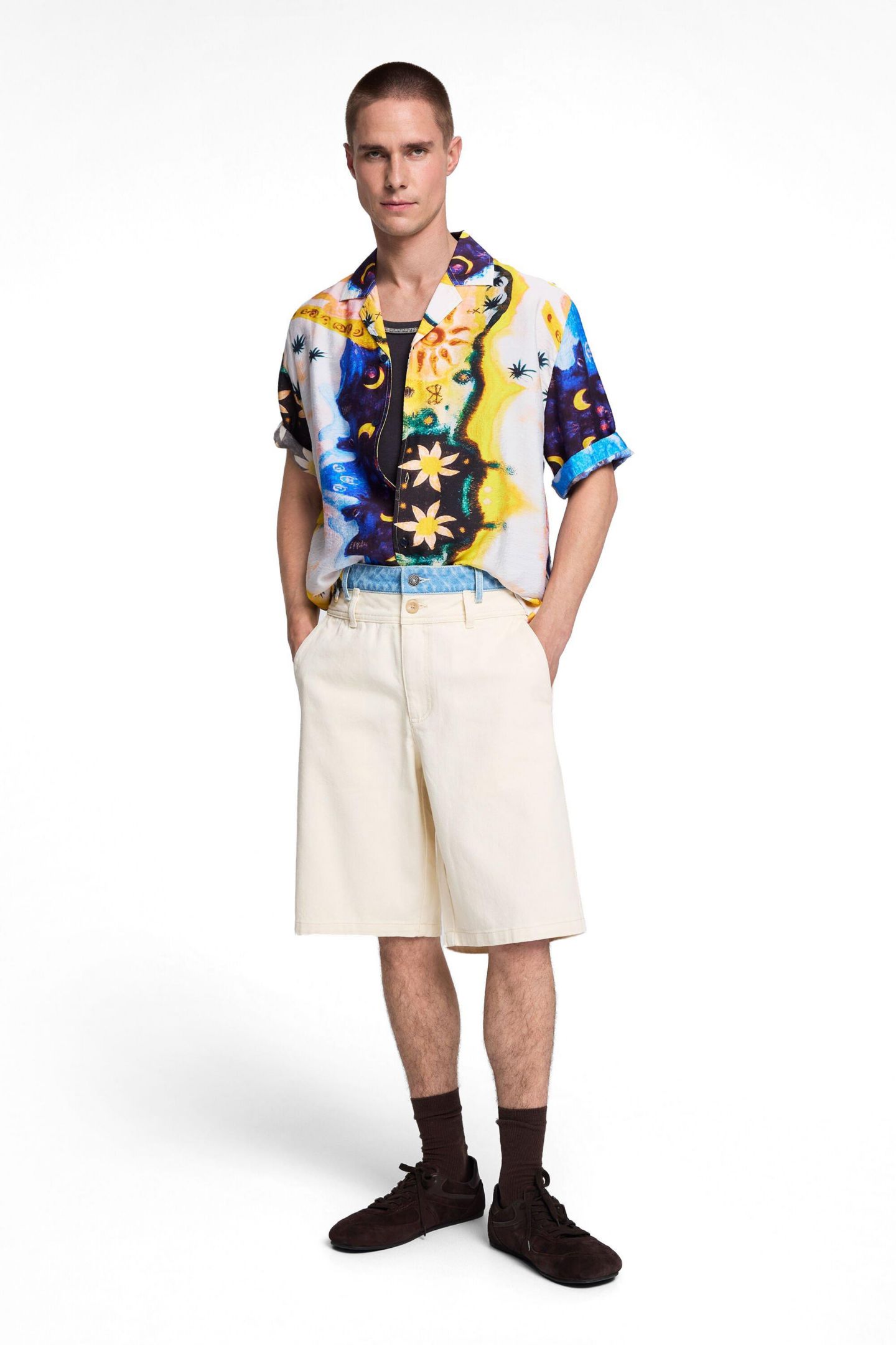 Мужские шорты Desigual Hybrid bermuda, цвет: Молочный белый — фото 2