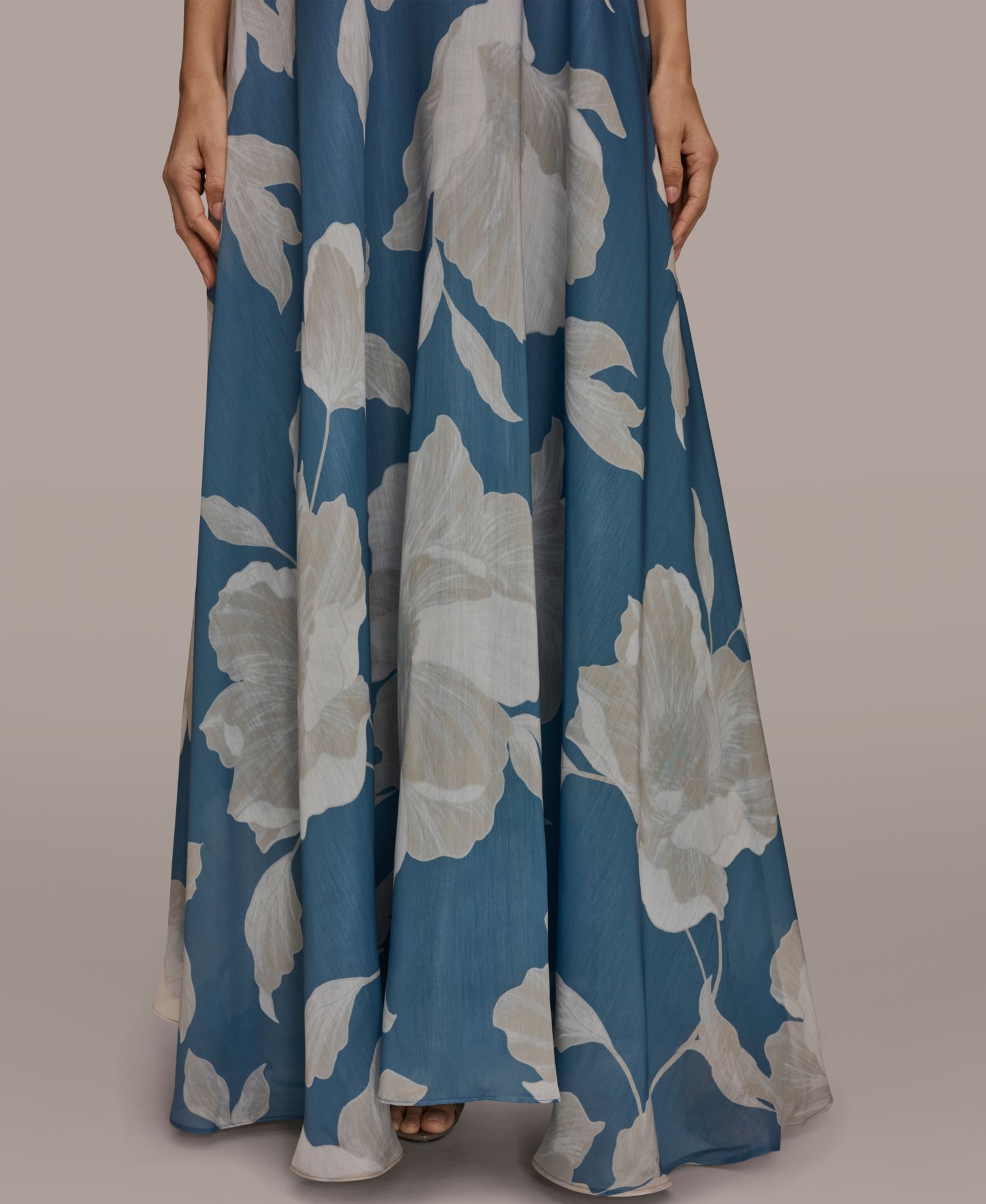 Women's Strapless Floral Organza Gown