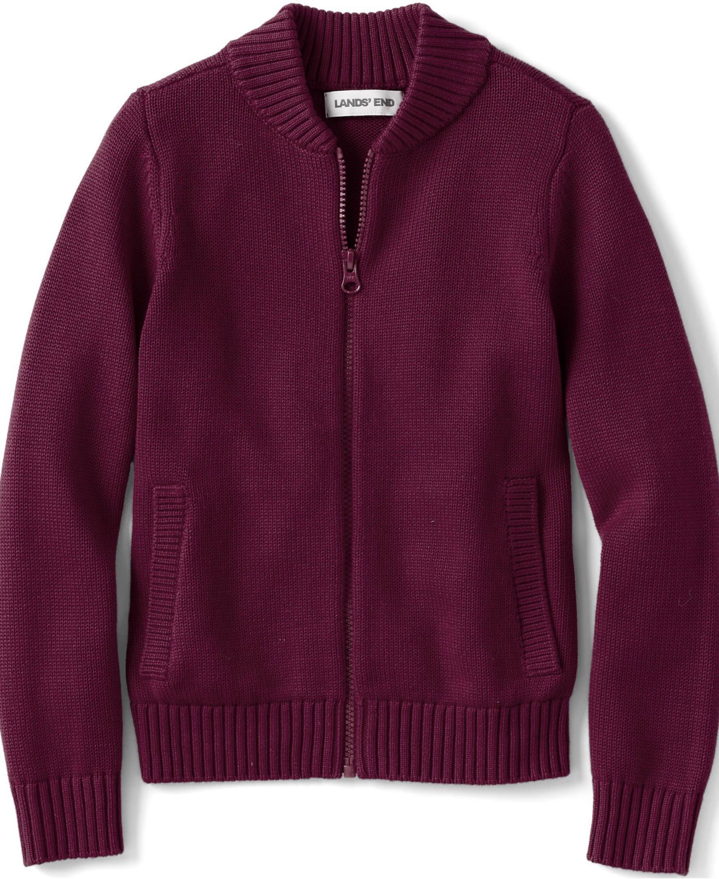 Кардиган Lands' End Legacy Full Zip Cardigan для девочек, цвет: Бордовый — фото 3
