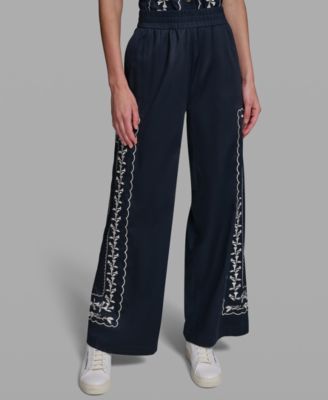 Petite Mid-Rise Embroidery Pants