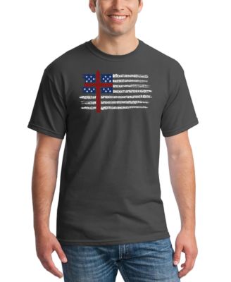 Men's One Nation Under God American Flag Cross Word Art T-Shirt