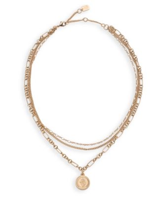 Gold-Tone Crest Layered Pendant Necklace, 16" + 3" extender