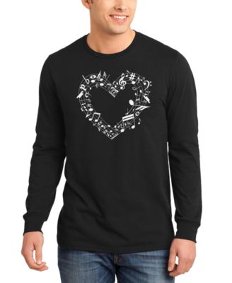 Men's Music Notes Heart Word Art Long-Sleeve T-Shirt