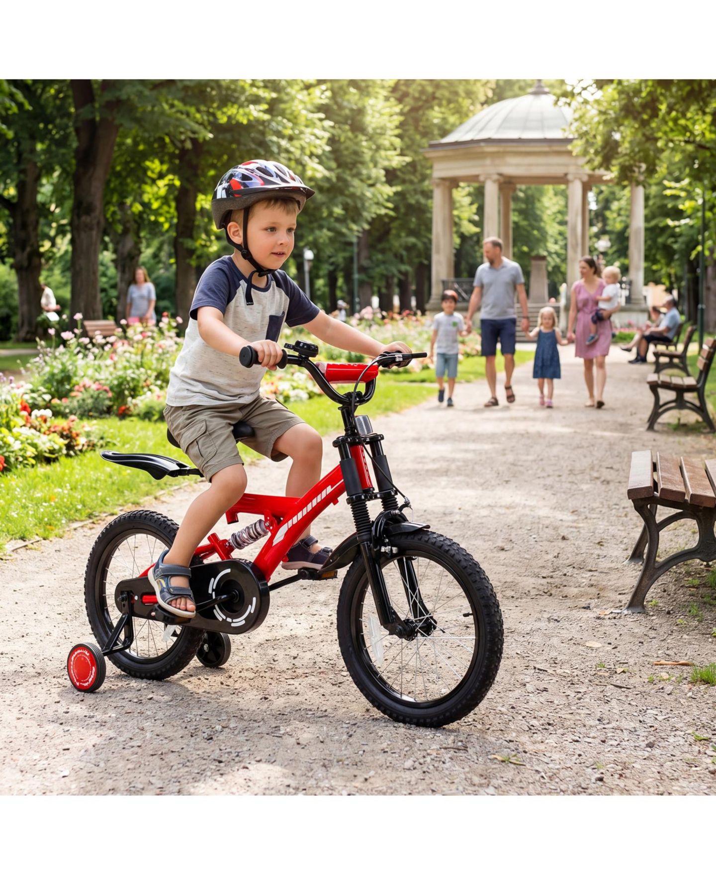 Детская игрушка SUGIFT 18" Kids Bike with Adjustable Seat, Dual Brakes & Training Wheels, Ages 6–9, цвет: Красный — фото 10