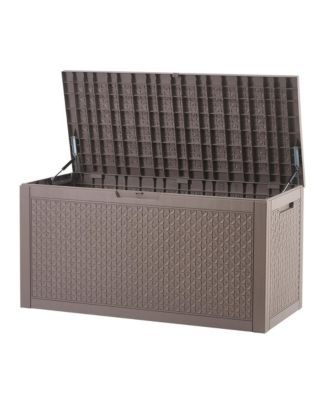 Outdoor Storage Box 100 Gallon Resin Deck Box Backyard Outside Toy and Towel Storage