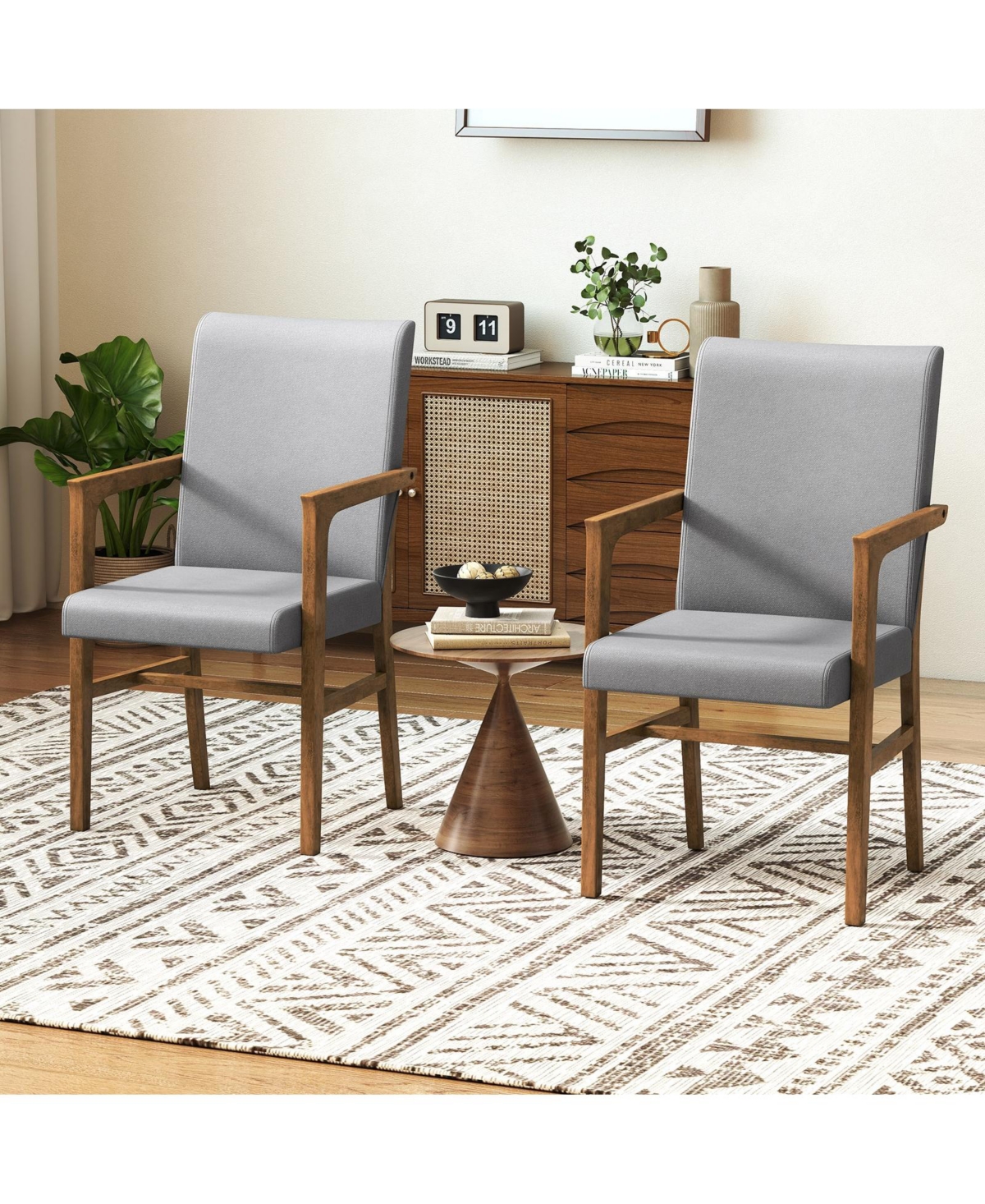 Slickblue Set of 2 High Back Upholstered Accent Chairs with Durable Wooden Frame Support