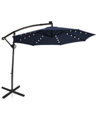 10 ft Solar LED Offset Patio Umbrella with 360 Degree Rotation
