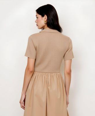 short sleeve sweater dress midi Isabel & Nina Womens Short Sleeve Midi Sweater Dress