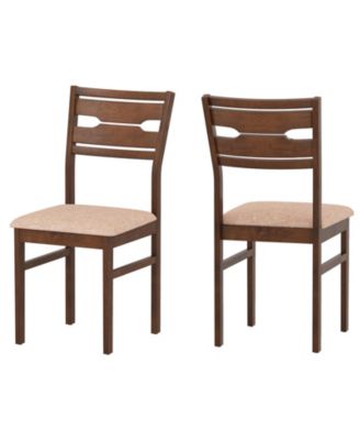 Set of 2 Dining Chairs Rubber Wood Frame with Cushioned Seat