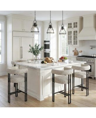 24" Upholstered Counter Height Stools Set of 6, Kitchen Counter